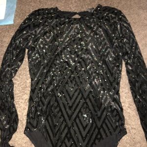 Black sequin body suit